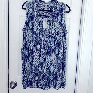 Catherines Sleeveless Summertime Top 
Size 0XWP, button front,  NWT